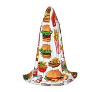 YKJJFVZ Fast Food Print Medieval And Renaissance Cloak With Hood,Wizard,Vampire And Halloween Costumes