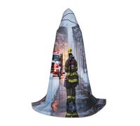 YKJJFVZ Firefighter Fireman Flame Print Medieval And Renaissance Cloak With Hood,Wizard,Vampire And Halloween Costumes