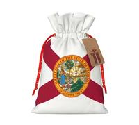 YKJJFVZ Flag Of Florida Print Versatile Drawstring Christmas Gift Bags,Burlap Material,Xmas Wrapping Bags,Candy Bags
