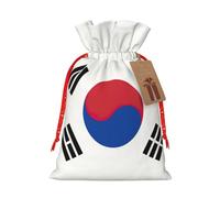 YKJJFVZ Flag Of Republic Of Korea Print Versatile Drawstring Christmas Gift Bags,Burlap Material,Xmas Wrapping Bags,Candy Bags