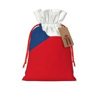 YKJJFVZ Flag Of The Czech Republic Print Versatile Drawstring Christmas Gift Bags,Burlap Material,Xmas Wrapping Bags,Candy Bags