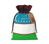 YKJJFVZ Flag Of The Republic Of Uzbekistan Print Drawstring Gift Bags,Christmas Gift Wrapping Sacks Pouches For Xmas Presents Party Favor