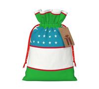 YKJJFVZ Flag Of The Republic Of Uzbekistan Print Versatile Drawstring Christmas Gift Bags,Burlap Material,Xmas Wrapping Bags,Candy Bags