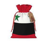 YKJJFVZ Flag Of The Syrian Arab Republic Print Versatile Drawstring Christmas Gift Bags,Burlap Material,Xmas Wrapping Bags,Candy Bags