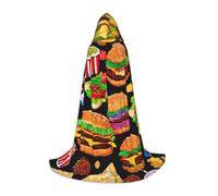 YKJJFVZ Food Pattern Funny Print Medieval And Renaissance Cloak With Hood,Wizard,Vampire And Halloween Costumes
