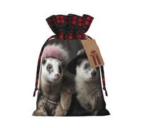 YKJJFVZ French Fashion Model Ferrets Print Drawstring Gift Bags,Christmas Gift Wrapping Sacks Pouches For Xmas Presents Party Favor