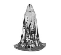 YKJJFVZ Gothic Fairy Tale Castle Print Medieval And Renaissance Cloak With Hood,Wizard,Vampire And Halloween Costumes