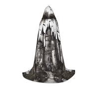 YKJJFVZ Gothic Fairy Tale Castle Print Medieval And Renaissance Cloak With Hood,Wizard,Vampire And Halloween Costumes