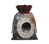 YKJJFVZ Grey Mosaic Print Drawstring Gift Bags for Christmas Gifts