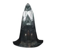 YKJJFVZ Haunted Mansions Print Medieval And Renaissance Cloak With Hood,Wizard,Vampire And Halloween Costumes