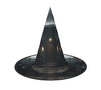YKJJFVZ Haunted Mansions Print Trendy Witch Hat,Creative Party Hats,Perfect For Creative And Spooky Costumes
