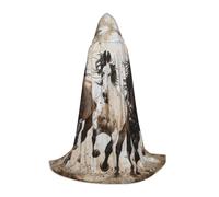 YKJJFVZ Horses Running Art Print Medieval And Renaissance Cloak With Hood,Wizard,Vampire And Halloween Costumes
