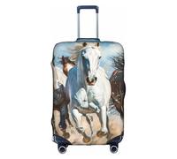 YKJJFVZ Horses Running Art Print Suitcase Protector For Travel,Stylish And Protective Bag Covers For Luggage, White, S