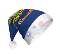 YKJJFVZ Idaho State Flag Print Festive Santa Hat,Seasonal Hat With Led Lights,For Holiday Parties And Festivals