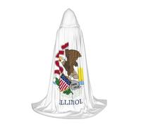 YKJJFVZ Illinois State Flag Print Medieval And Renaissance Cloak With Hood,Wizard,Vampire And Halloween Costumes
