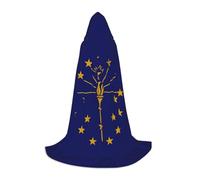 YKJJFVZ Indiana State Flag Print Medieval And Renaissance Cloak With Hood,Wizard,Vampire And Halloween Costumes