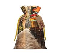 YKJJFVZ Italian Street Print Medium Size Drawstring Gift Bags Jewelry Pouches For Candy Wedding Favors Christmas