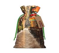 YKJJFVZ Italian Street Print Medium Size Drawstring Gift Bags Jewelry Pouches For Candy Wedding Favors Christmas