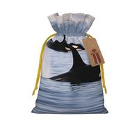 YKJJFVZ Killer Whales Swim Along Print Medium Size Drawstring Gift Bags Jewelry Pouches For Candy Wedding Favors Christmas