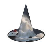 YKJJFVZ Lighthouse In Storm Print Trendy Witch Hat,Creative Party Hats,Perfect For Creative And Spooky Costumes