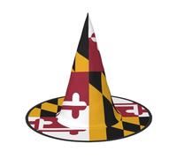 YKJJFVZ Maryland State Flag Print Trendy Witch Hat,Creative Party Hats,Perfect For Creative And Spooky Costumes