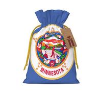 YKJJFVZ Minnesota State Flag Print Medium Size Drawstring Gift Bags Jewelry Pouches For Candy Wedding Favors Christmas