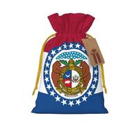 YKJJFVZ Missouri State Flag Print Medium Size Drawstring Gift Bags Jewelry Pouches For Candy Wedding Favors Christmas