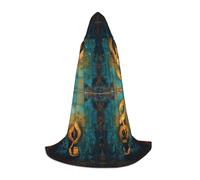 YKJJFVZ Music Symbol Print Medieval And Renaissance Cloak With Hood,Wizard,Vampire And Halloween Costumes