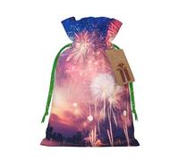 YKJJFVZ New Year Pyrotechnics Print Medium Size Drawstring Gift Bags Jewelry Pouches For Candy Wedding Favors Christmas