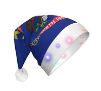 YKJJFVZ North Dakota State Flag Print Festive Santa Hat,Seasonal Hat With Led Lights,For Holiday Parties And Festivals