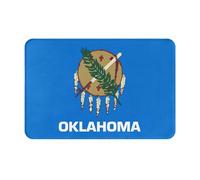 YKJJFVZ Oklahoma State Flag Print Front Door Rug for Indoor Outdoor Entrance,Welcome Mat with Flannel Fabric