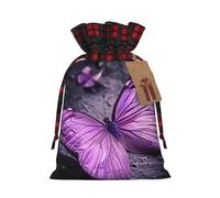 YKJJFVZ Purple Butterfly Print Drawstring Gift Bags,Christmas Gift Wrapping Sacks Pouches For Xmas Presents Party Favor