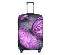 YKJJFVZ Purple Butterfly Print Suitcase Protector For Travel,Stylish And Protective Bag Covers For Luggage, White, S
