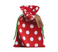 YKJJFVZ Red White Polka Dot Print Medium Size Drawstring Gift Bags Jewelry Pouches For Candy Wedding Favors Christmas