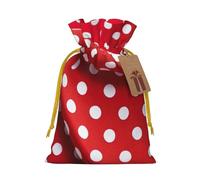 YKJJFVZ Red White Polka Dot Print Medium Size Drawstring Gift Bags Jewelry Pouches For Candy Wedding Favors Christmas