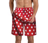 YKJJFVZ Red White Polka Dot Print Summer Beach Casual Shorts for Men,Perfect for Surfing,Running,and Everyday Wear, White, L