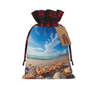 YKJJFVZ Shells Beach Print Drawstring Gift Bags,Christmas Gift Wrapping Sacks Pouches For Xmas Presents Party Favor