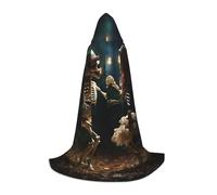 YKJJFVZ Skeleton Dancing Print Medieval And Renaissance Cloak With Hood,Wizard,Vampire And Halloween Costumes