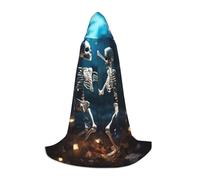 YKJJFVZ Skeleton Dancing Print Medieval And Renaissance Cloak With Hood,Wizard,Vampire And Halloween Costumes