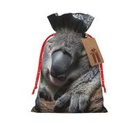 YKJJFVZ Sleeping Koala Cap Print Versatile Drawstring Christmas Gift Bags,Burlap Material,Xmas Wrapping Bags,Candy Bags