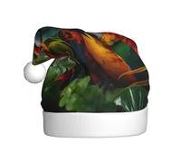 YKJJFVZ Summer Parrot Print Santa Hat,Christmas Hat Holiday For Adults Unisex,Xmas Hat For New Year Festive Party