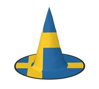 YKJJFVZ Swedish Flag Print Trendy Witch Hat,Creative Party Hats,Perfect For Creative And Spooky Costumes