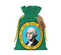 YKJJFVZ Washington Flag Print Medium Size Drawstring Gift Bags Jewelry Pouches For Candy Wedding Favors Christmas