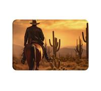 YKJJFVZ West Desert Cactus with Cowboys Riding Horses Print Front Door Rug for Indoor Outdoor Entrance,Welcome Mat with Flannel Fabric