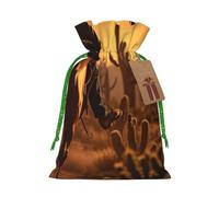 YKJJFVZ West Desert Cactus With Cowboys Riding Horses Print Medium Size Drawstring Gift Bags Jewelry Pouches For Candy Wedding Favors Christmas