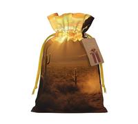 YKJJFVZ West Desert Cactus With Cowboys Riding Horses Print Medium Size Drawstring Gift Bags Jewelry Pouches For Candy Wedding Favors Christmas