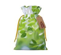 YKJJFVZ White Natural Greenery Twig Print Medium Size Drawstring Gift Bags Jewelry Pouches For Candy Wedding Favors Christmas