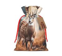 YKJJFVZ Whitetail Deer Fawn In Wilderness Stag1 Print Medium Size Drawstring Gift Bags Jewelry Pouches For Candy Wedding Favors Christmas