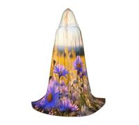 YKJJFVZ Wild Flowers And Cornflowers Daisies Print Medieval Renaissance Cloak With Hood,Wizard,Vampire Halloween Costumes, Black, S