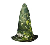 YKJJFVZ Wild Flowers Birds Leaves Branches Print Medieval And Renaissance Cloak With Hood,Wizard,Vampire Halloween Costumes, Black, Large